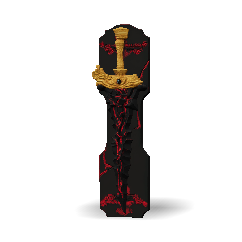 3D Model: ornate fantasy sword with gold hilt and jagged dark blade ...