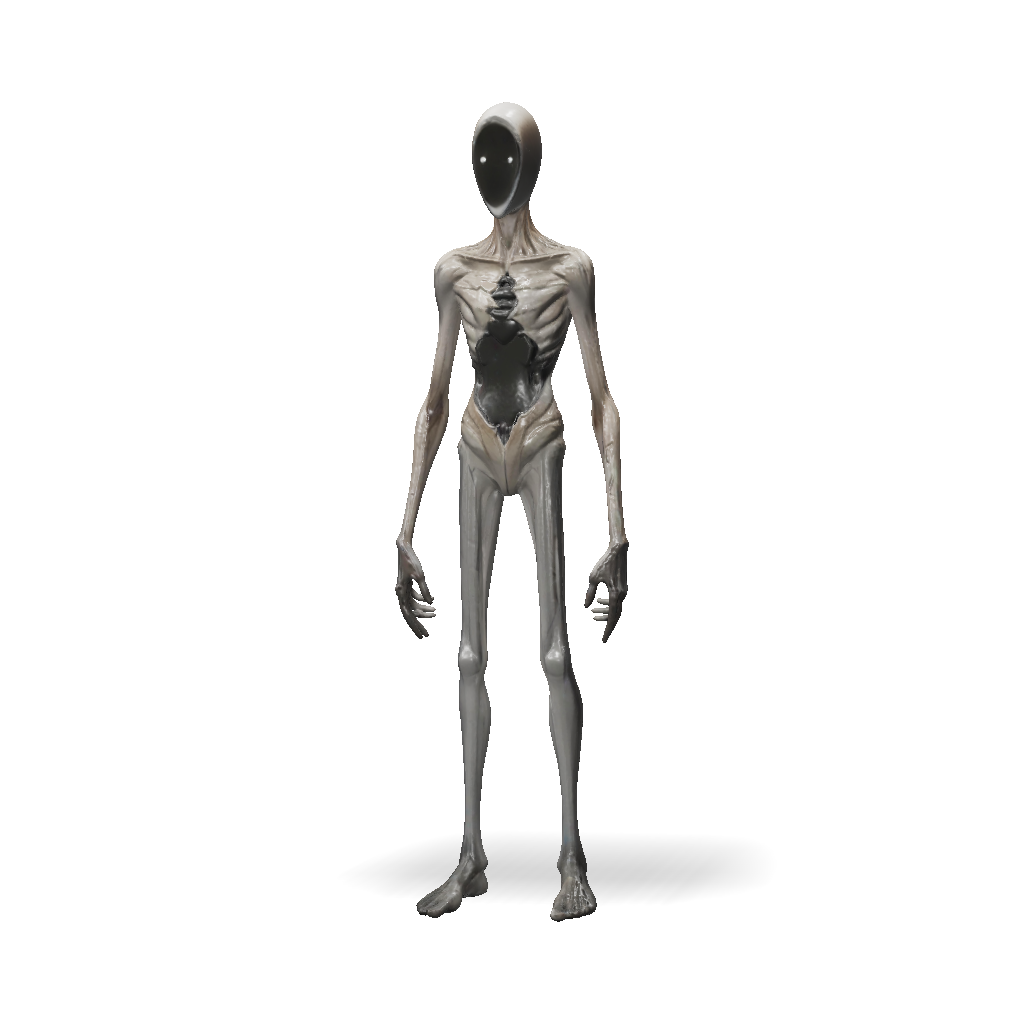 Alien Creature 3D Model, Download Free Slender Alien Humanoid With Rib ...