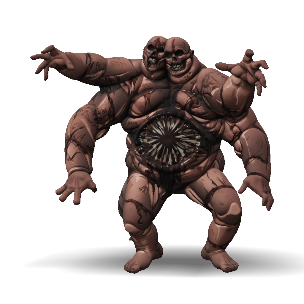 3D Model: demon creature with bulky humanoid form clawed hands horned ...