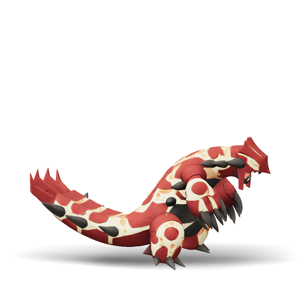 3D Model: stylized dragon creature with red and cream armor plates ...