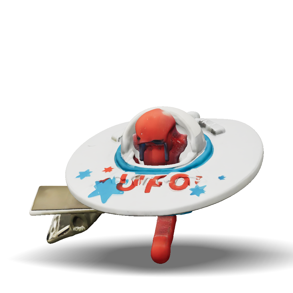 3D Model: small metallic UFO toy with a red alien figure in a clear ...