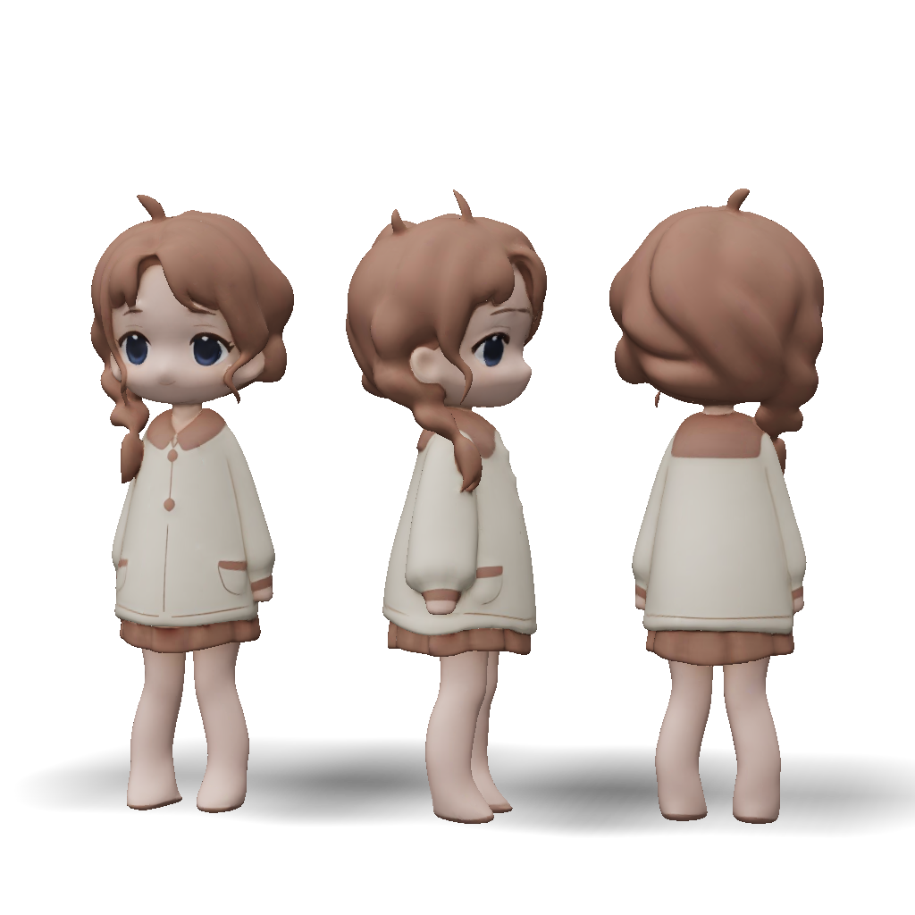 Anime Character 3D Model, Download Free Front Side And Back Views Of A ...