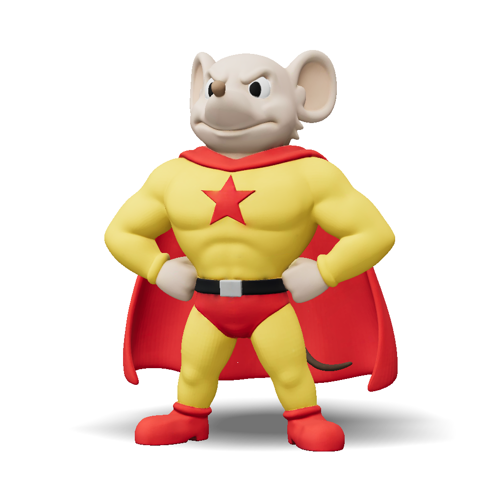 3D Model: mouse superhero action figure with yellow suit red cape red ...