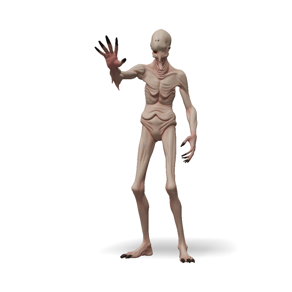 3D Model: horror creature with pale skin suit hand extended eye ...