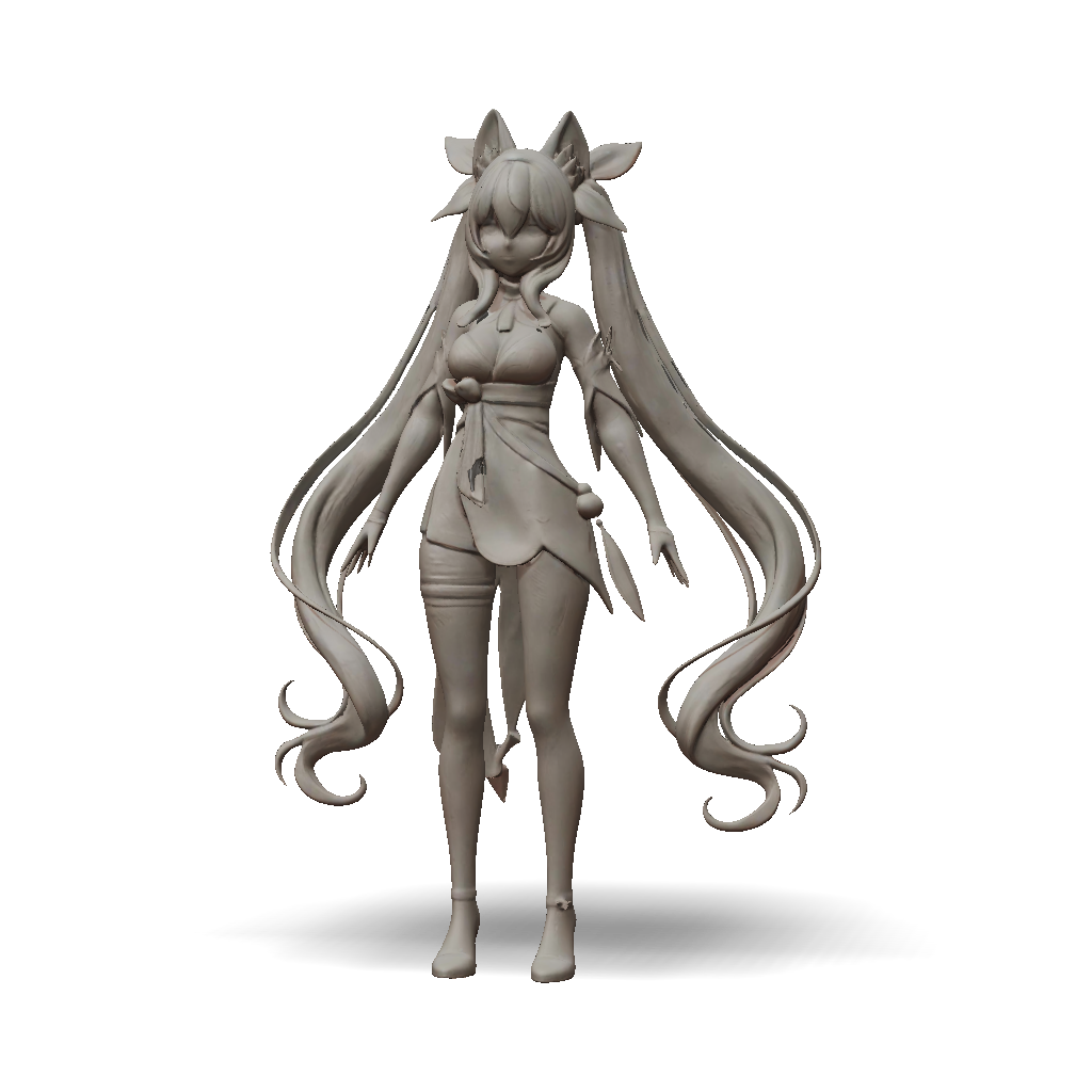 3D Model: fantasy female character with flowing hair and armor in a 3d ...