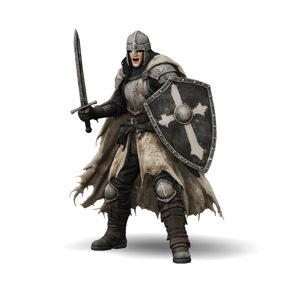 3D Model: medieval knight in full plate armor with sword and shield ...