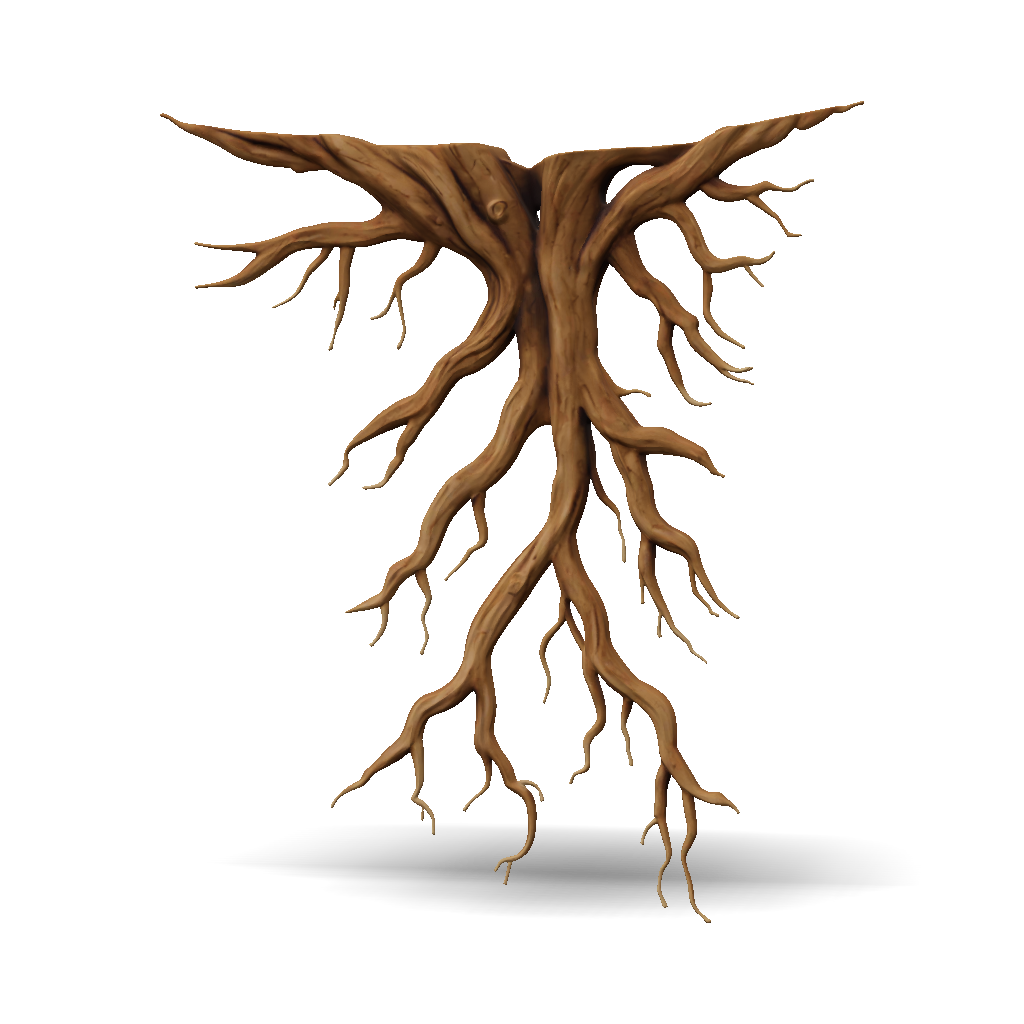 3D Model: tree root wall sculpture with branching limbs in brown tones ...
