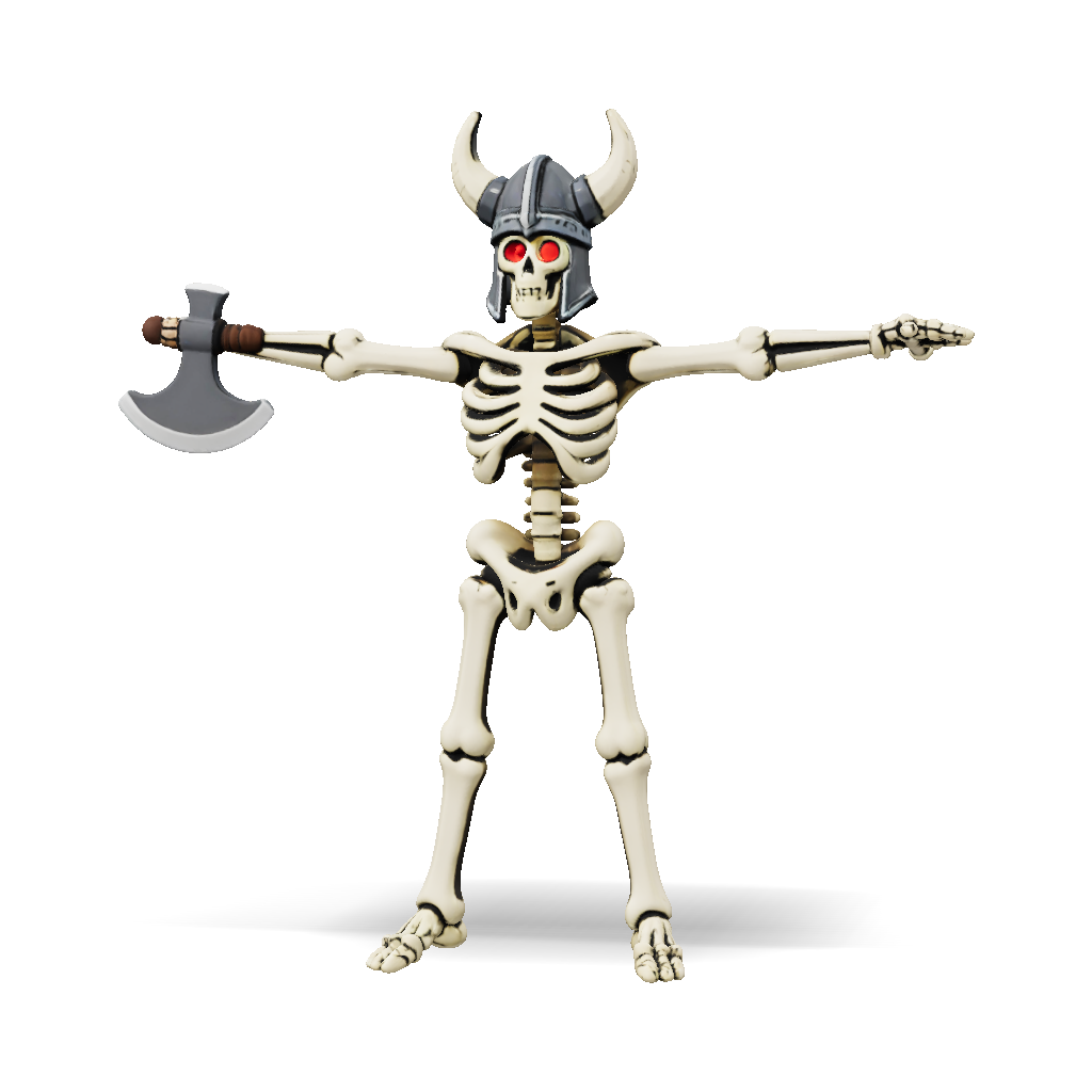 3D Model: Skeleton warrior bone body Viking helmet with horns battle ...