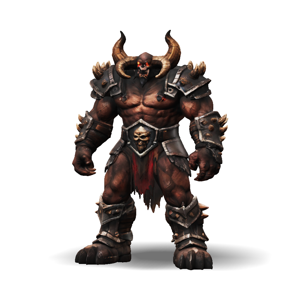 3D Model: muscular demon warrior with horned helmet and spiked armor ...