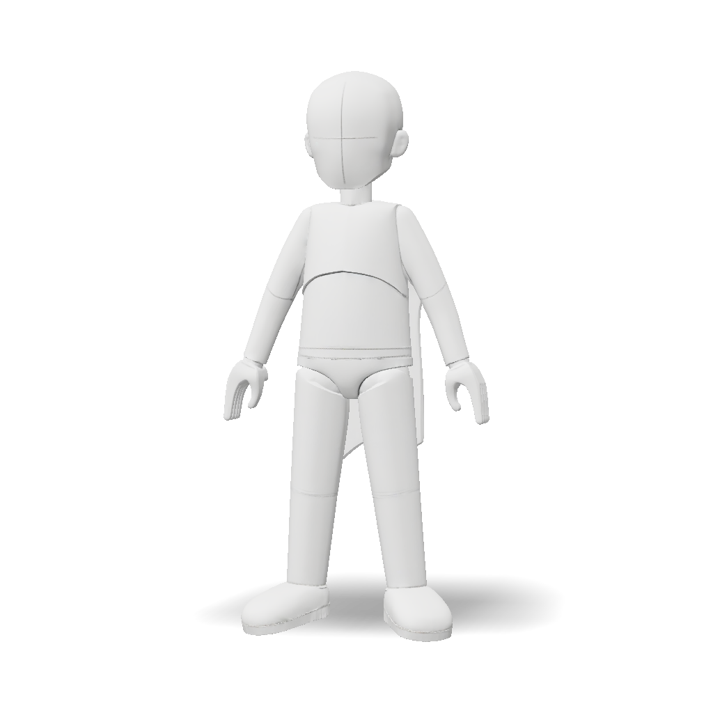 3D Model: line art humanoid figure with jointed limbs in simple design ...