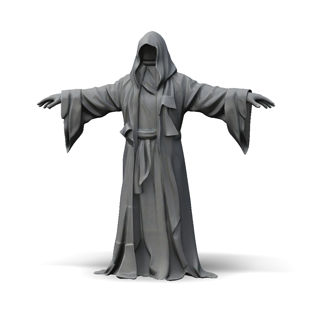 3D Model: robed hooded figure with flowing robes and outstretched arms ...
