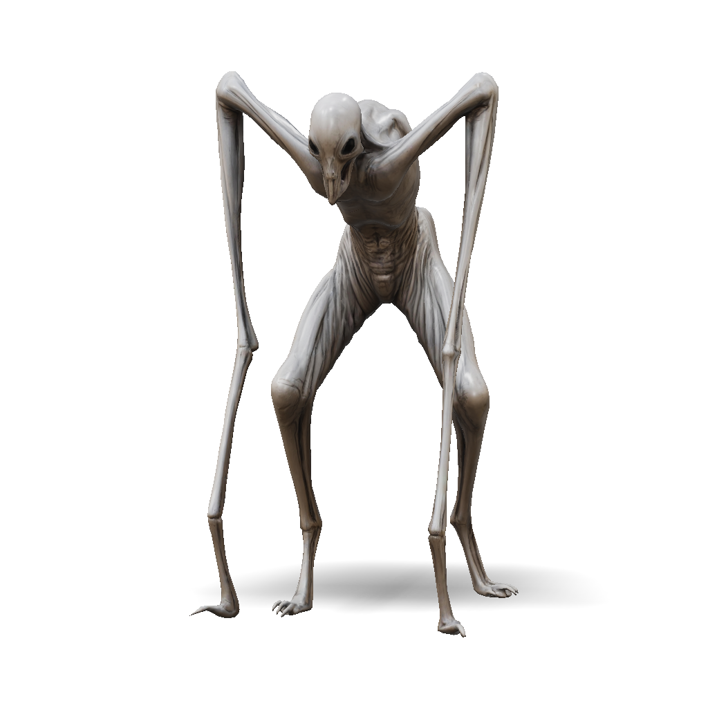 3D Model: alien creature with elongated limbs and skeletal frame ...
