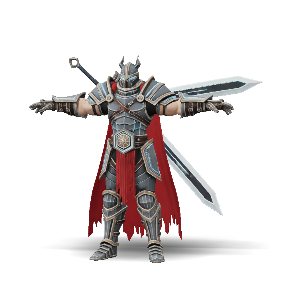 3D Model: armored fantasy knight with blue glowing sword ornate plate ...