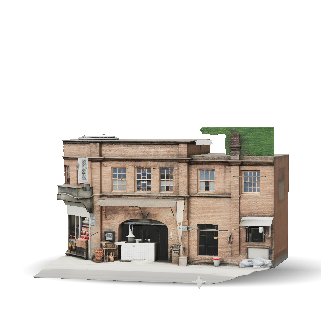 Old Storefront Model 3D Model: Old Brick Storefront With Arched Entrance And Market Stall ...
