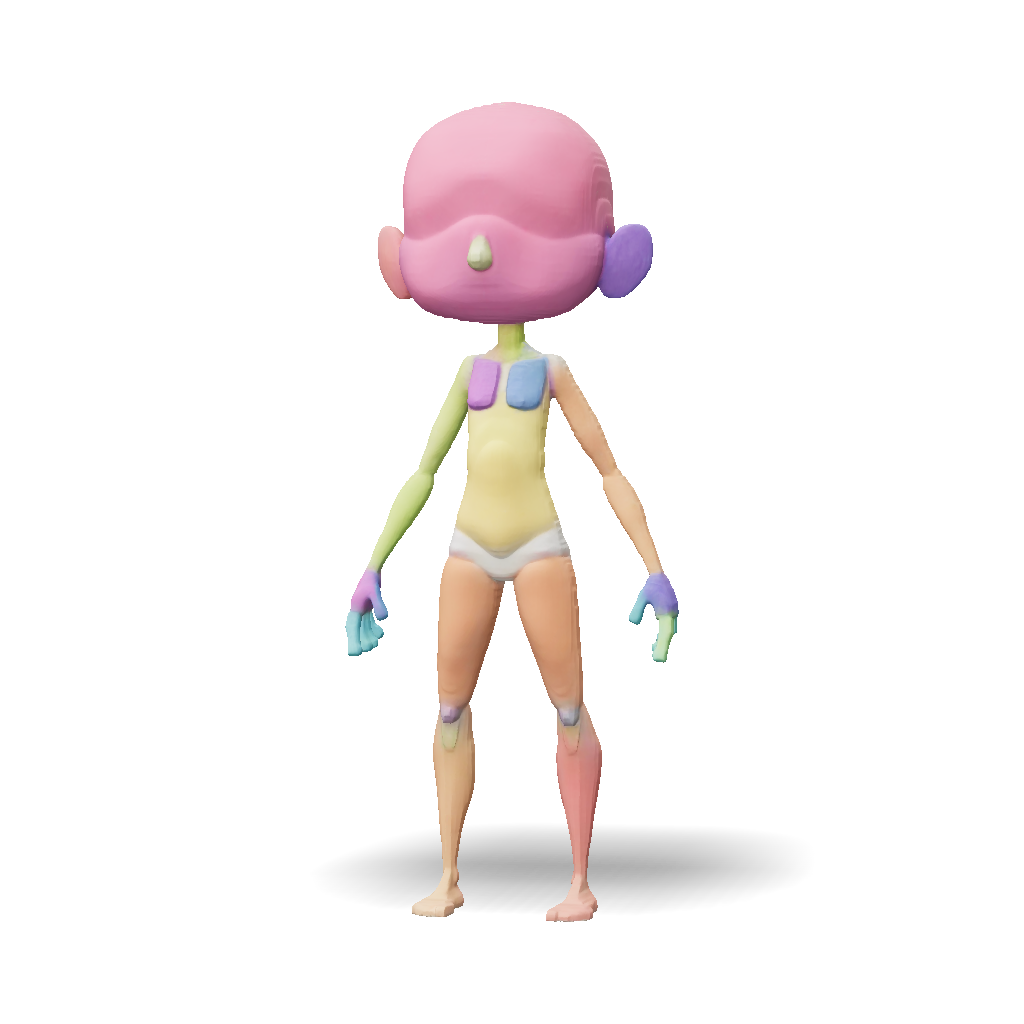 3D Model: stylized humanoid character model with oversized pink head ...