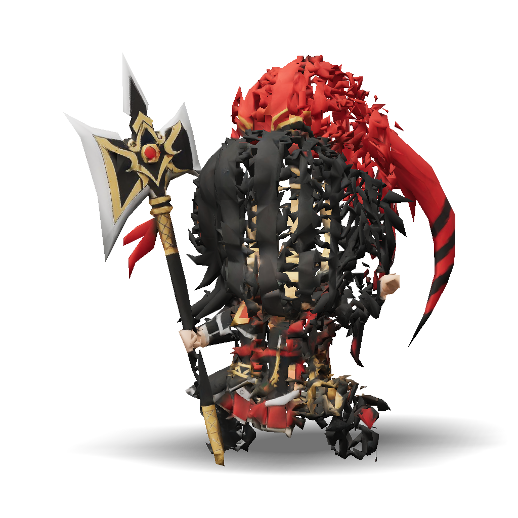 3D Model: chibi fantasy warrior in red and black armor with gold trim ...