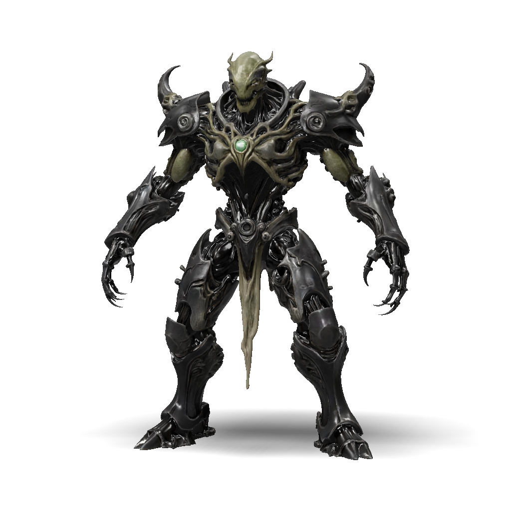 3D Model: demonic armored monster with dark metallic exoskeleton and a ...