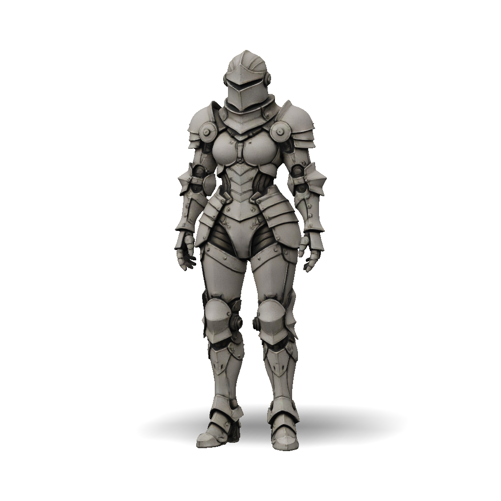 3D Model: armored knight in full plate armor with metallic texture and ...