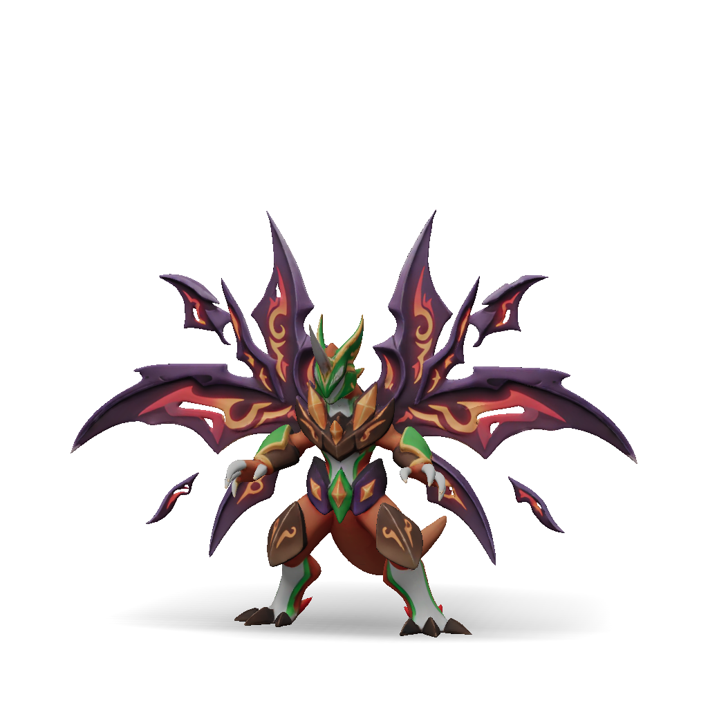 Dragon 3D Model: Dragon Armored Creature With Large Purple Wings And ...