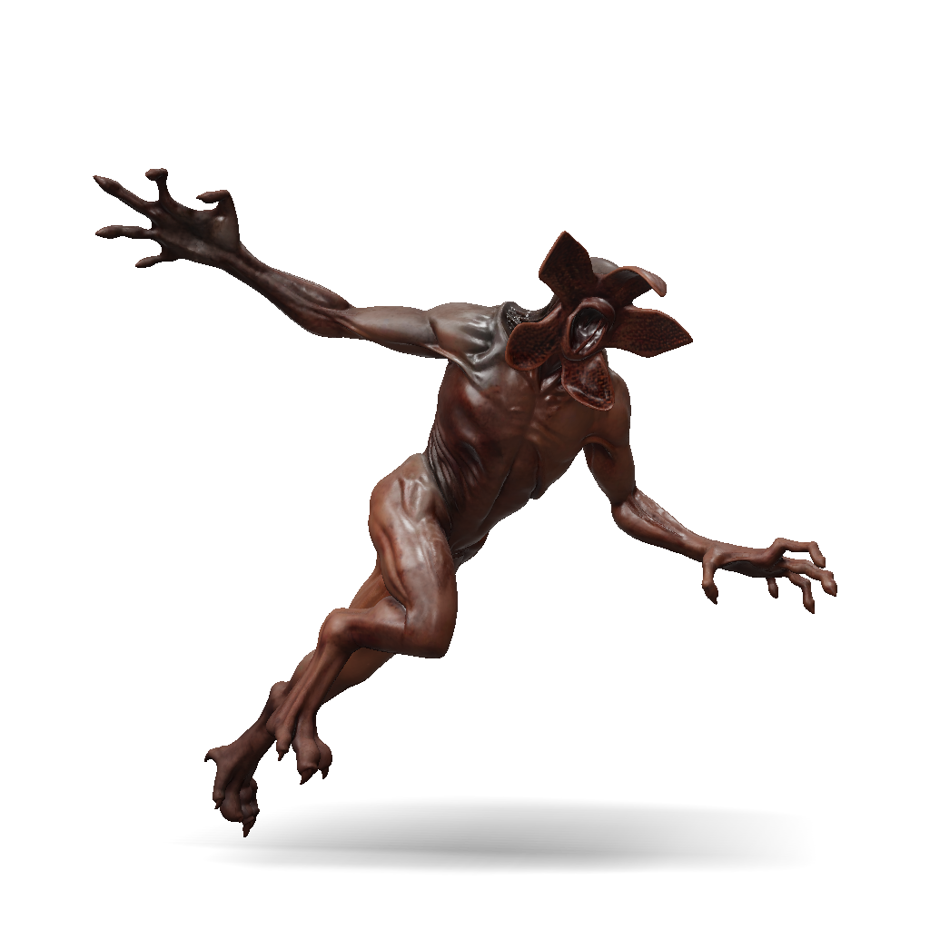 3D Model: slender alien creature with elongated limbs dark brown ...