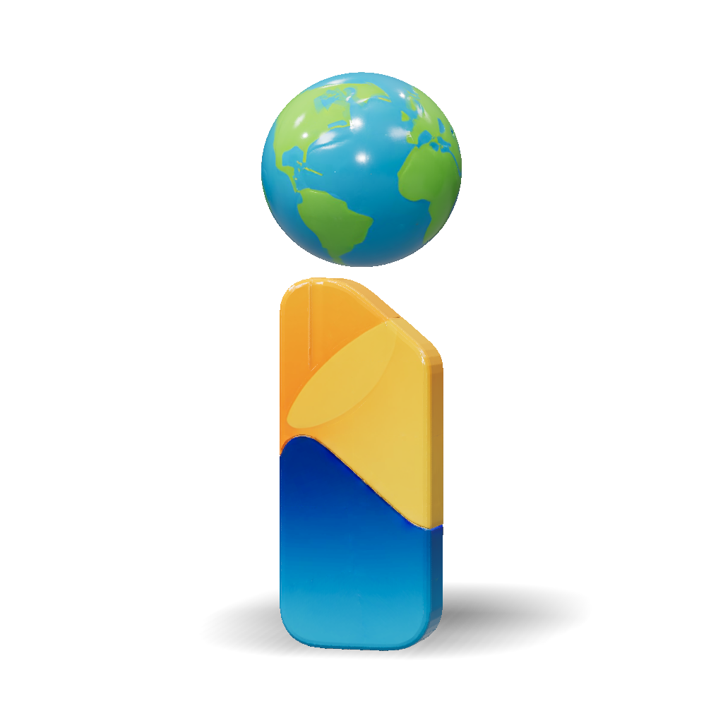 3D Model: globe atop glossy android logo in blue green and orange ...