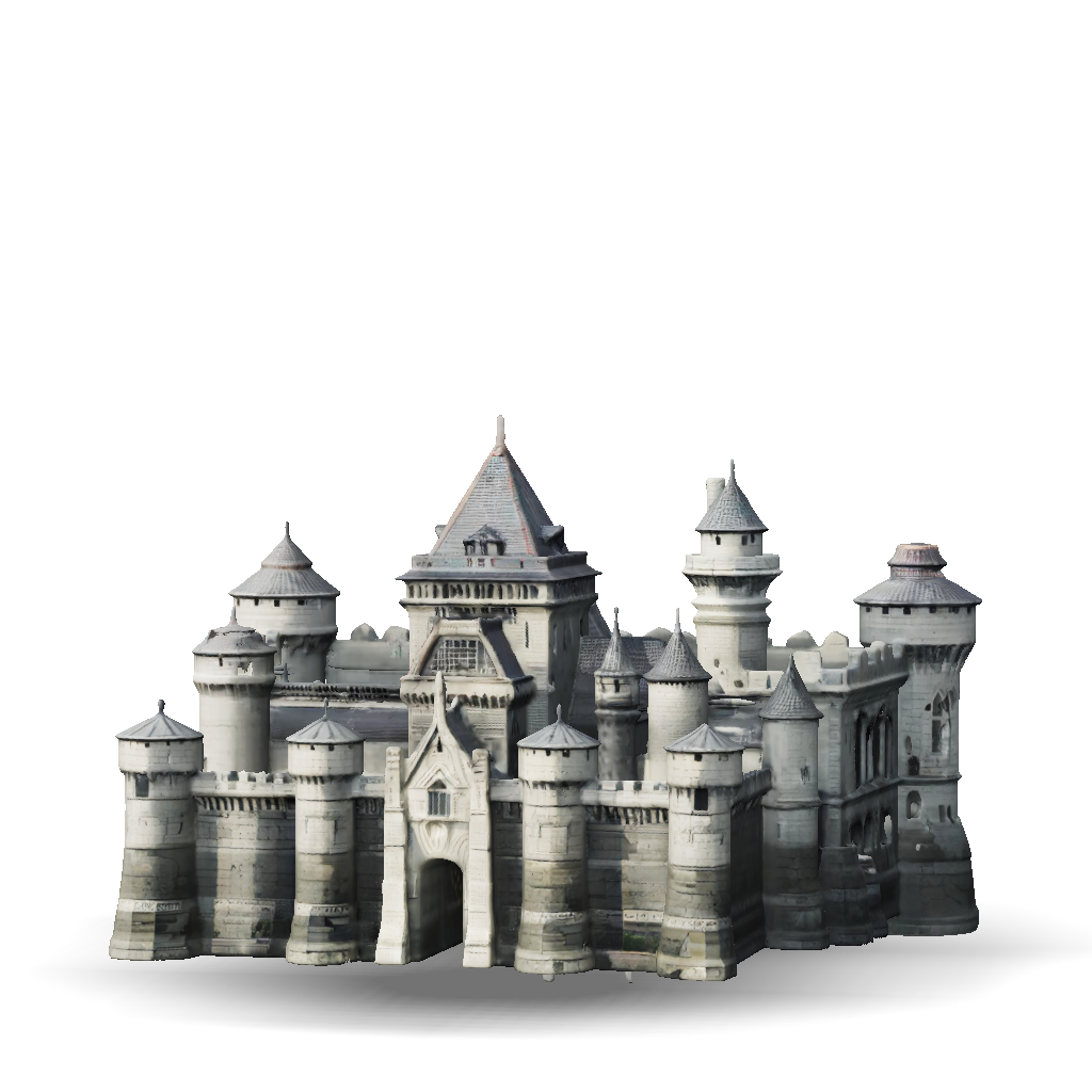 3D Model: stone medieval castle with cylindrical towers gatehouse and ...