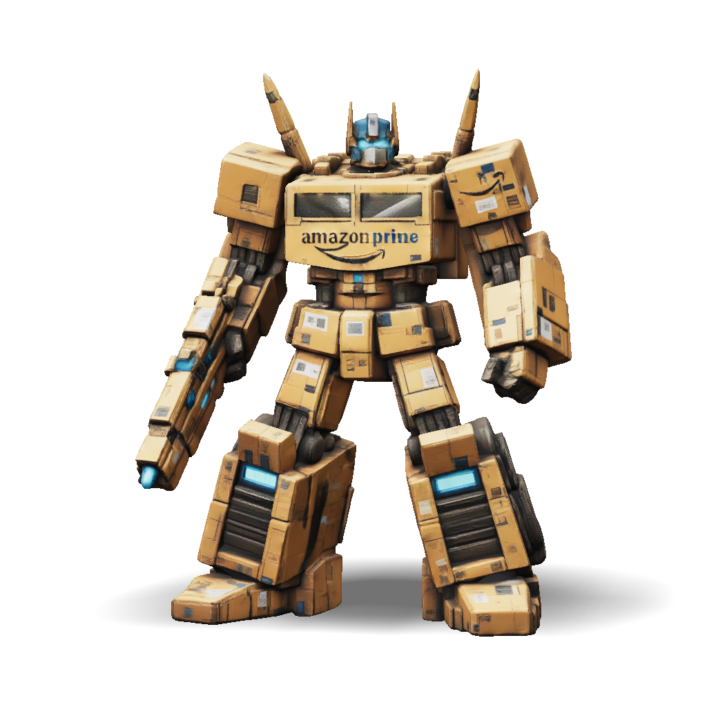3D Model: cardboard box robot with amazon prime branding large humanoid ...