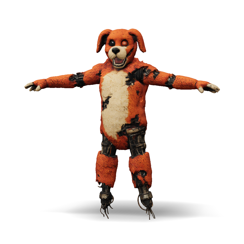 3D Model: orange furry animatronic bunny suit with beige chest torn ...