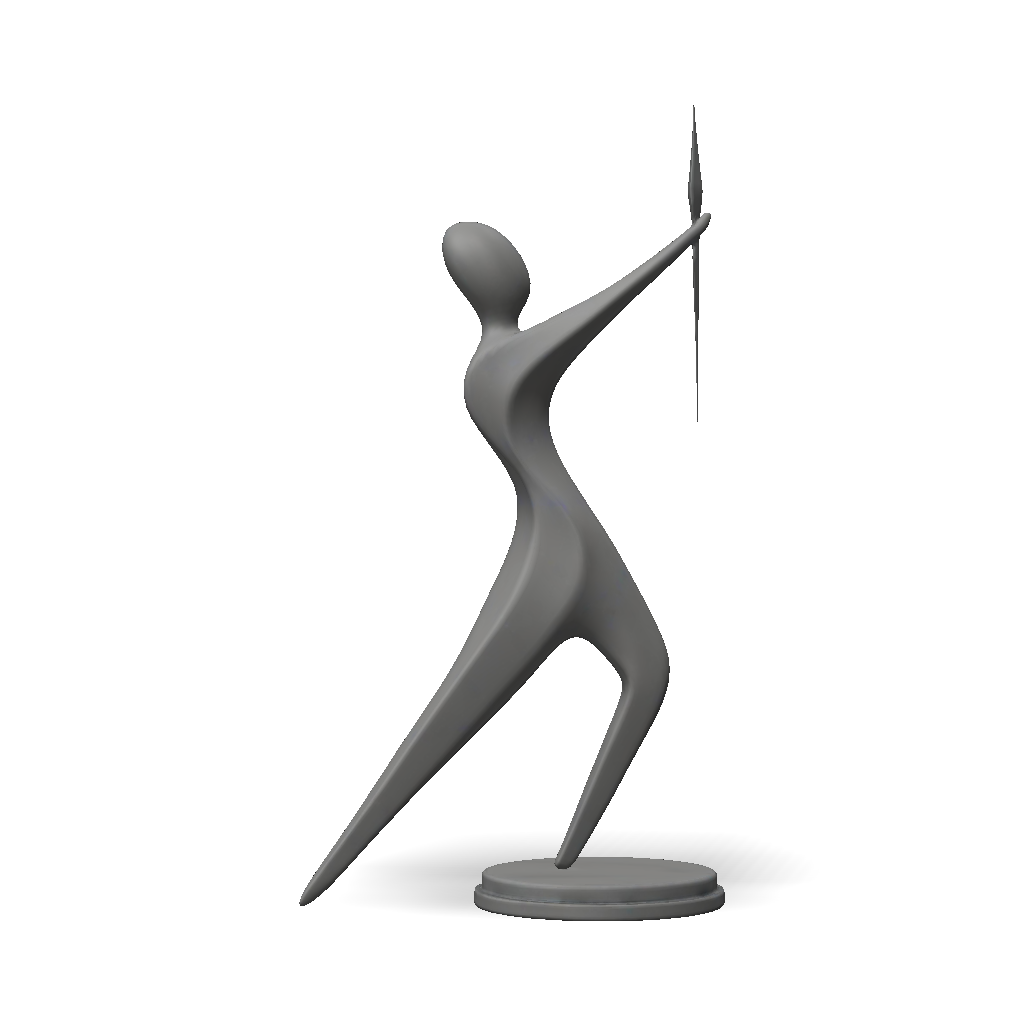 3D Model: abstract gray modern sculpture of stylized human figure with ...