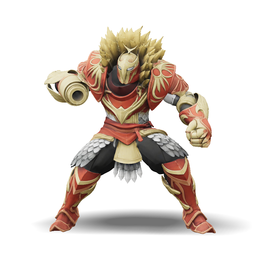 3D Model: fantasy armored warrior with red and gold plate armor spiked ...