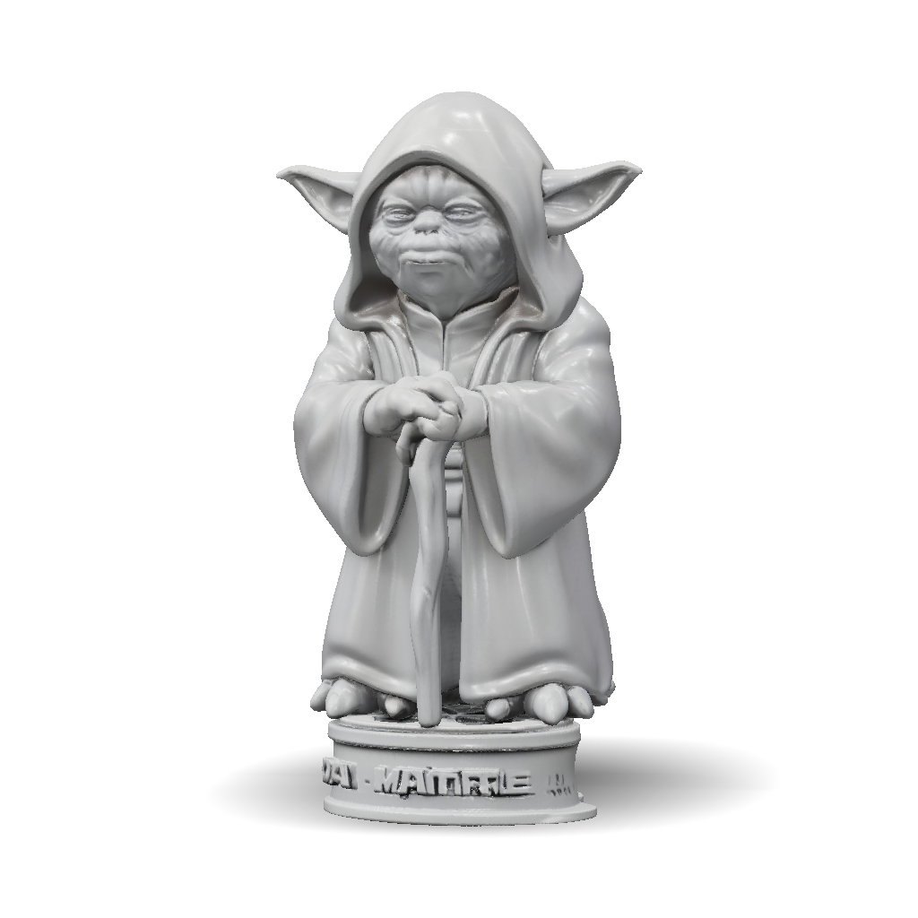 3D Model: Yoda hooded statue with cloak grayscale sculpture of the Star ...