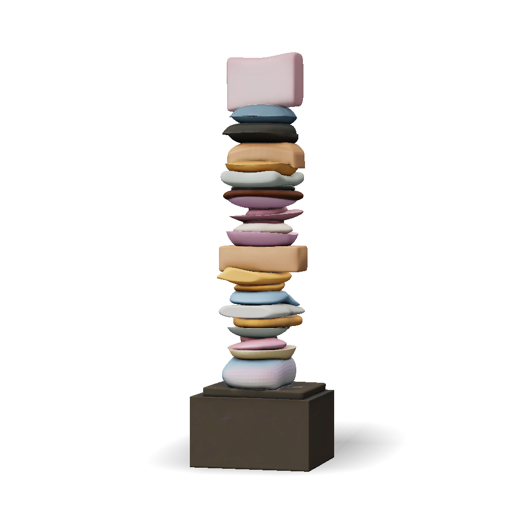 Tall Rounded Figure 3D Model: tall stack of rounded stones balanced on a square pedestal ...