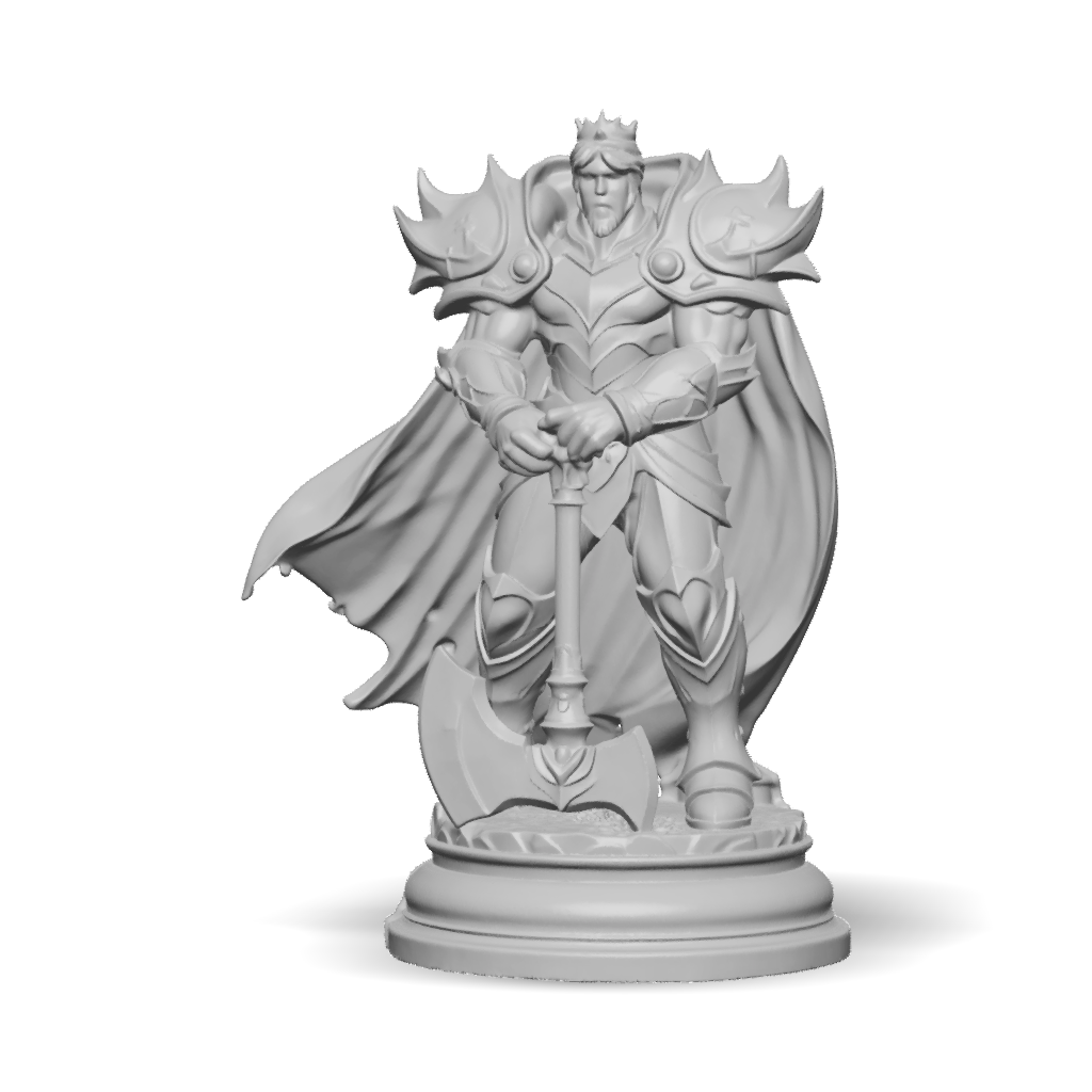 3D Model: armored knight statue with ornate metallic armor crown red ...