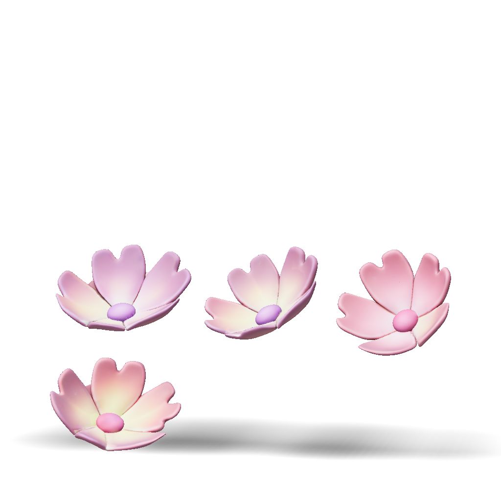 3D Model: pink flower petals with gradient shading