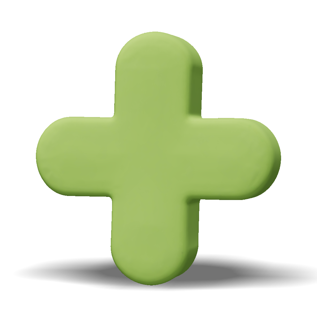 3D Model: green cross like plus sign 3d symbol with rounded edges and ...