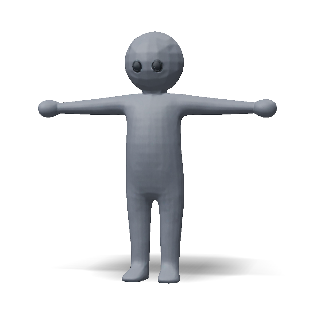 3D Model: gray humanoid character model with simple rounded limbs
