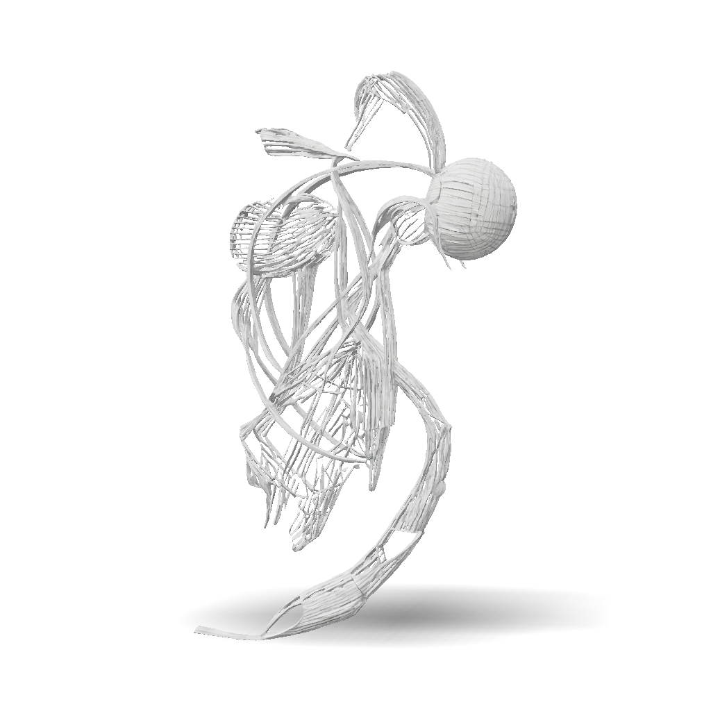 3D Model: wireframe animal sculpture with ribbon like overlapping ...