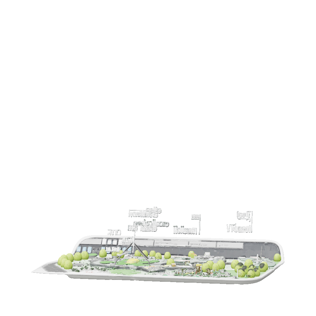 3D Model: Park layout map showing paths greenery and attractions
