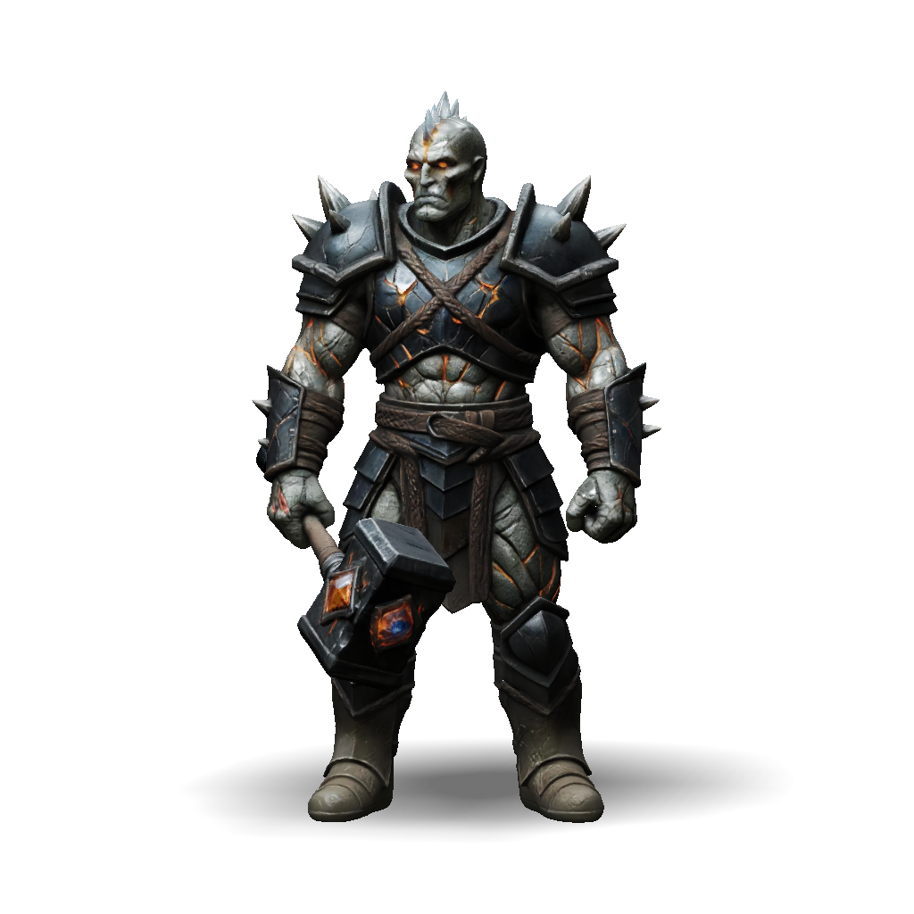 3D Model: armored knight with spiked plates and glowing lava cracks ...