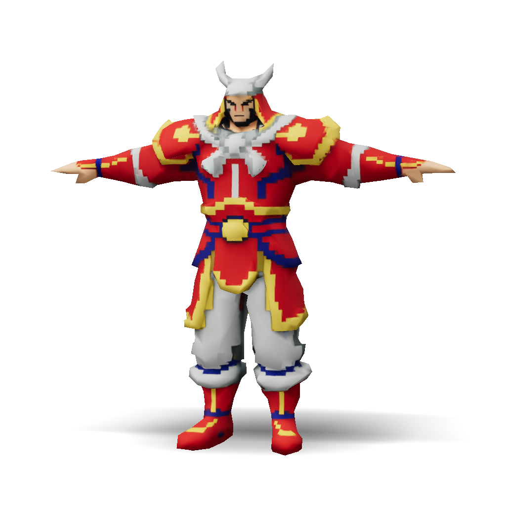 3D Model: armored knight with red and gold armor white pants blue ...