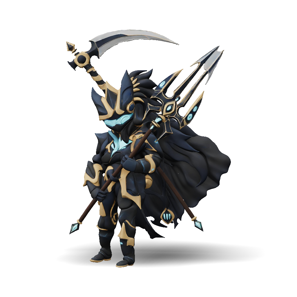 3D Model: fantasy armored warrior with cape wielding a halberd and a ...