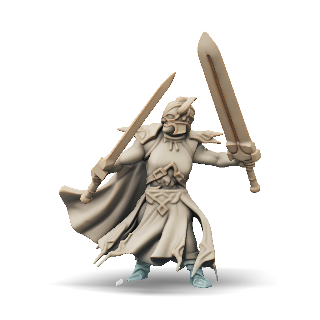 Sword Model Dynamic 3D Model: humanoid fantasy warrior with twin swords armored cloak ...