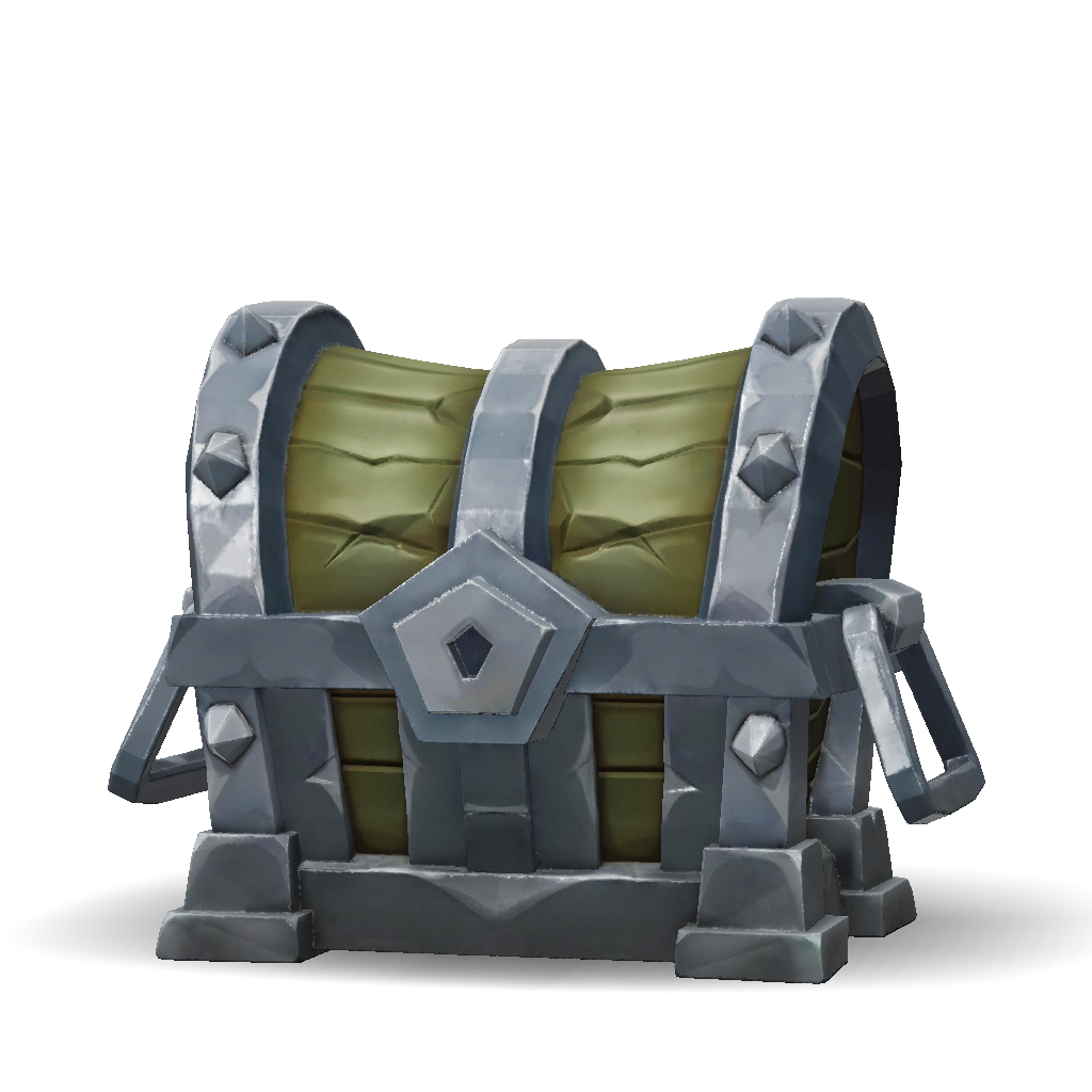 3D Model: treasure chest with green wooden planks and metal brackets