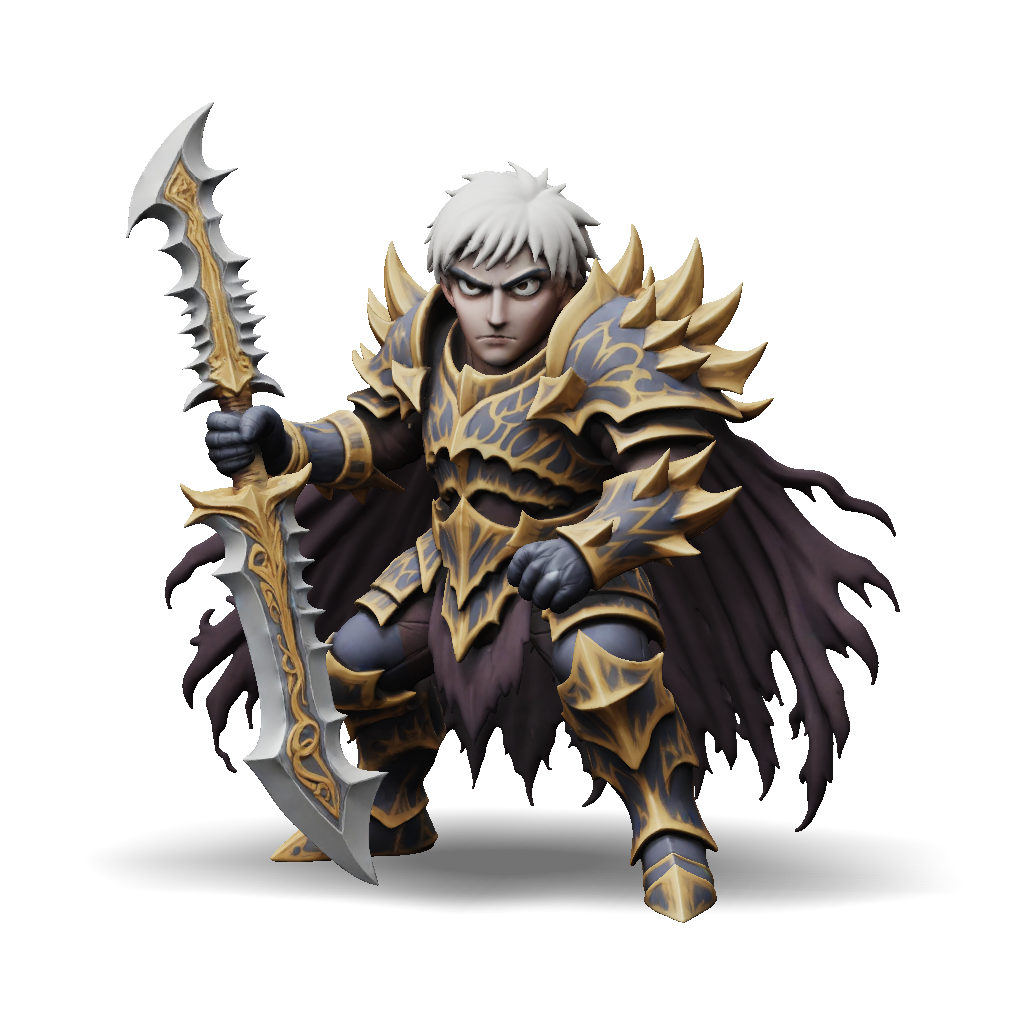 3D Model: fantasy armored warrior with ornate spiked black gold armor ...