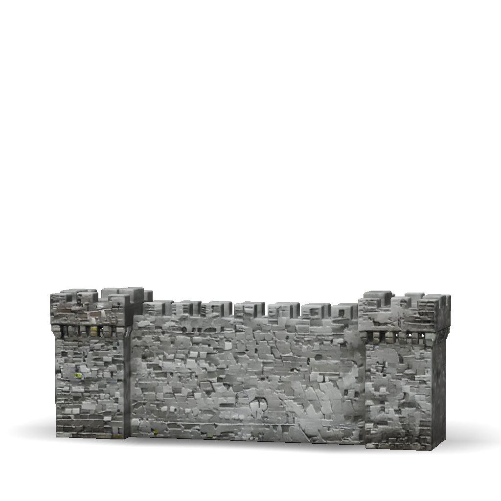 3D Model: A single modular section of a medieval castle wall straight ...
