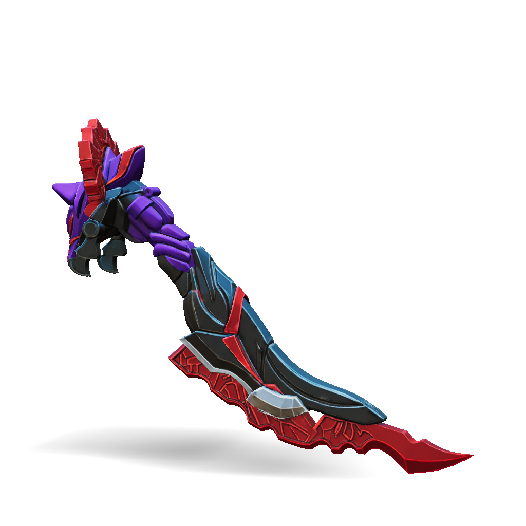 3D Model: dragon head dagger with red and purple scales curved serrated ...