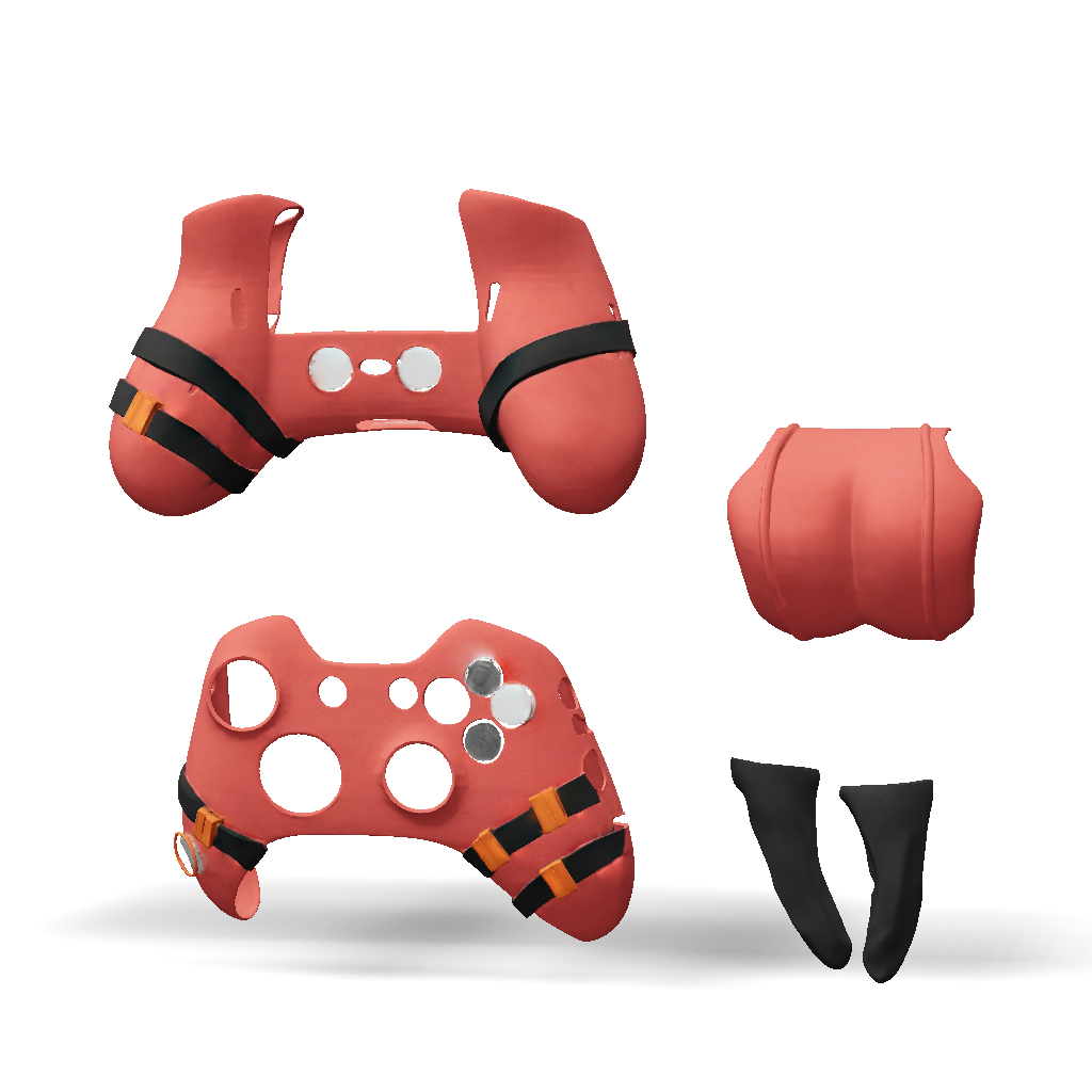 3D Model: red textured game controller shell with grip holes straps and ...