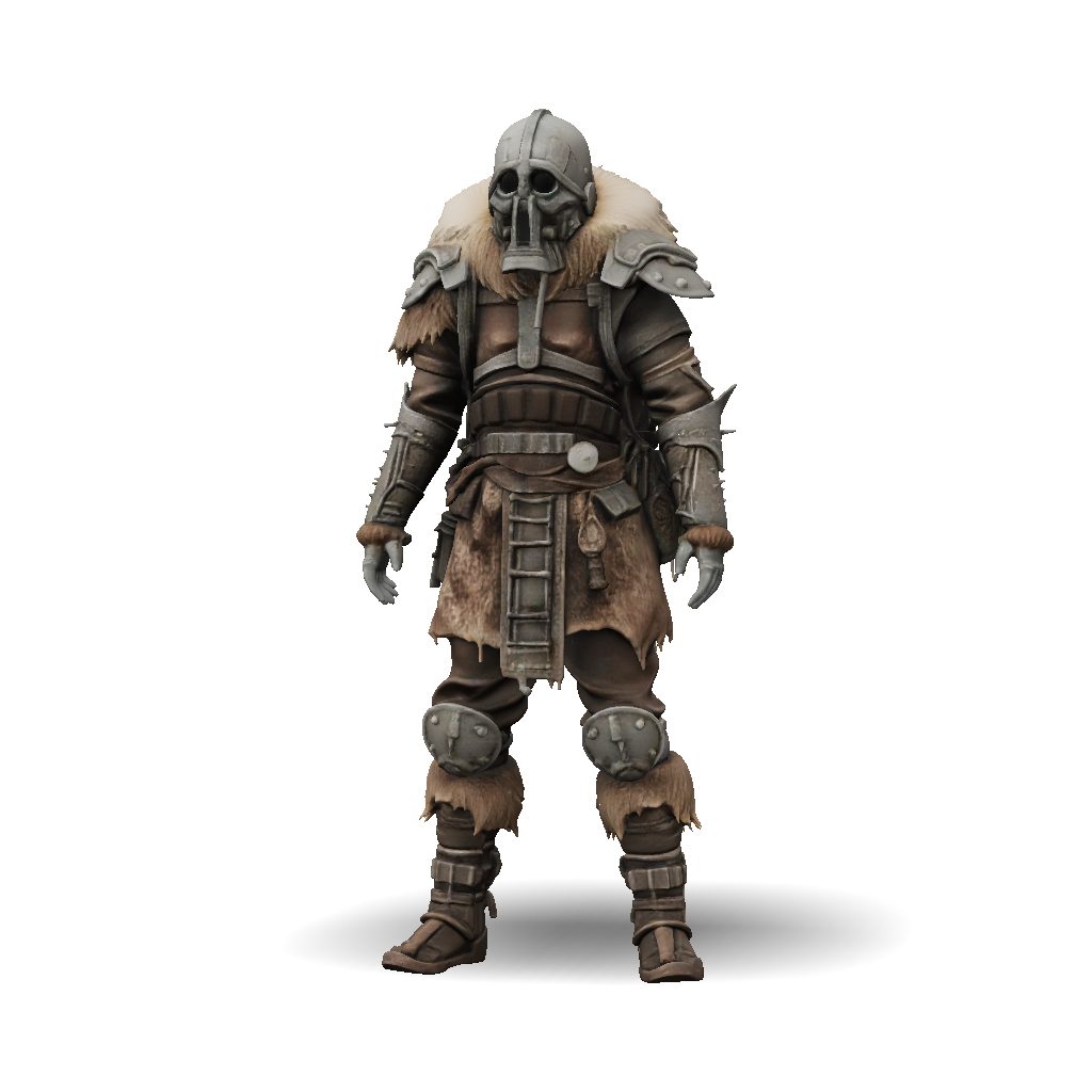 3D Model: heavy armored knight figure with fur trim metal plates ...