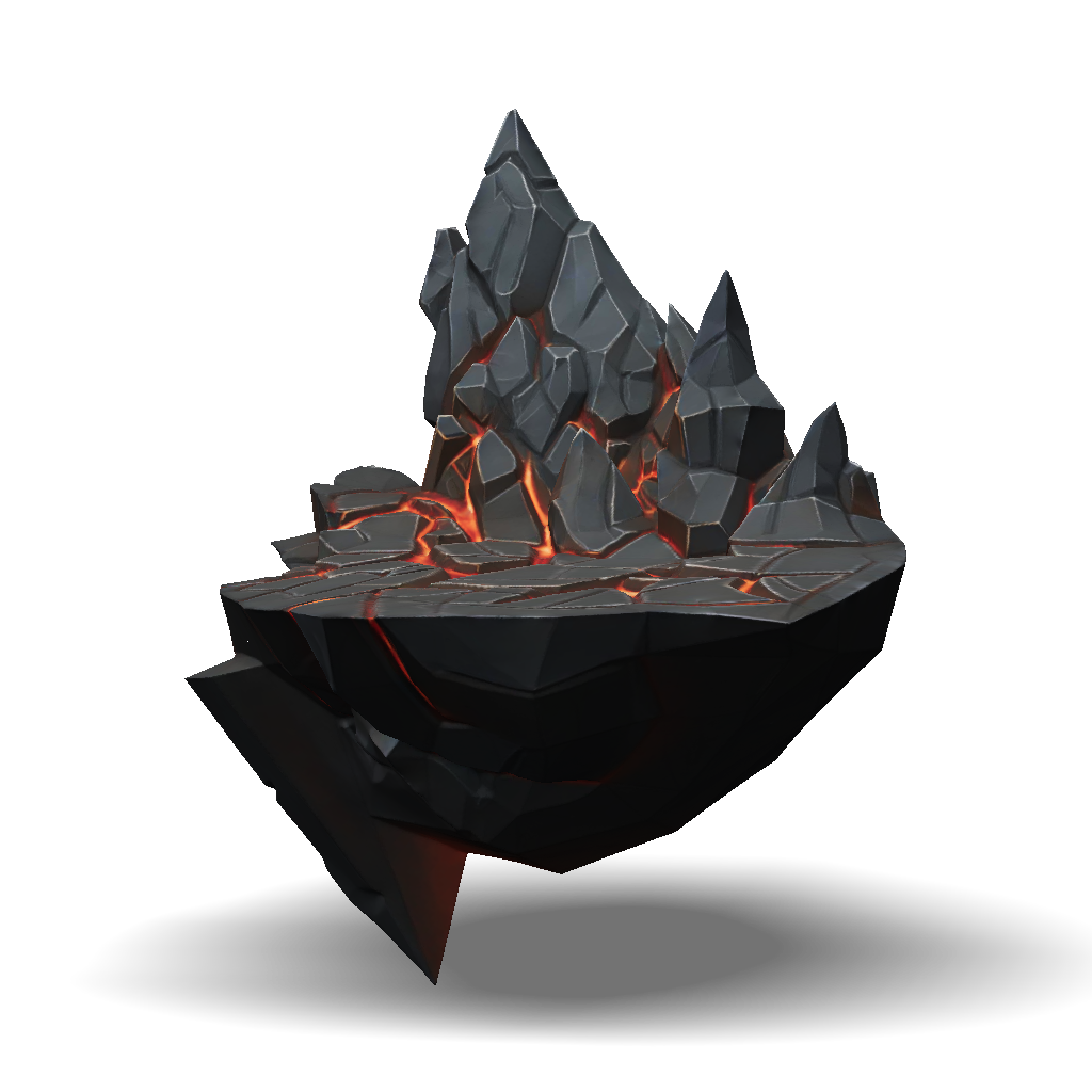 3D Model: lava cracked rock platform with glowing lava veins jagged ...