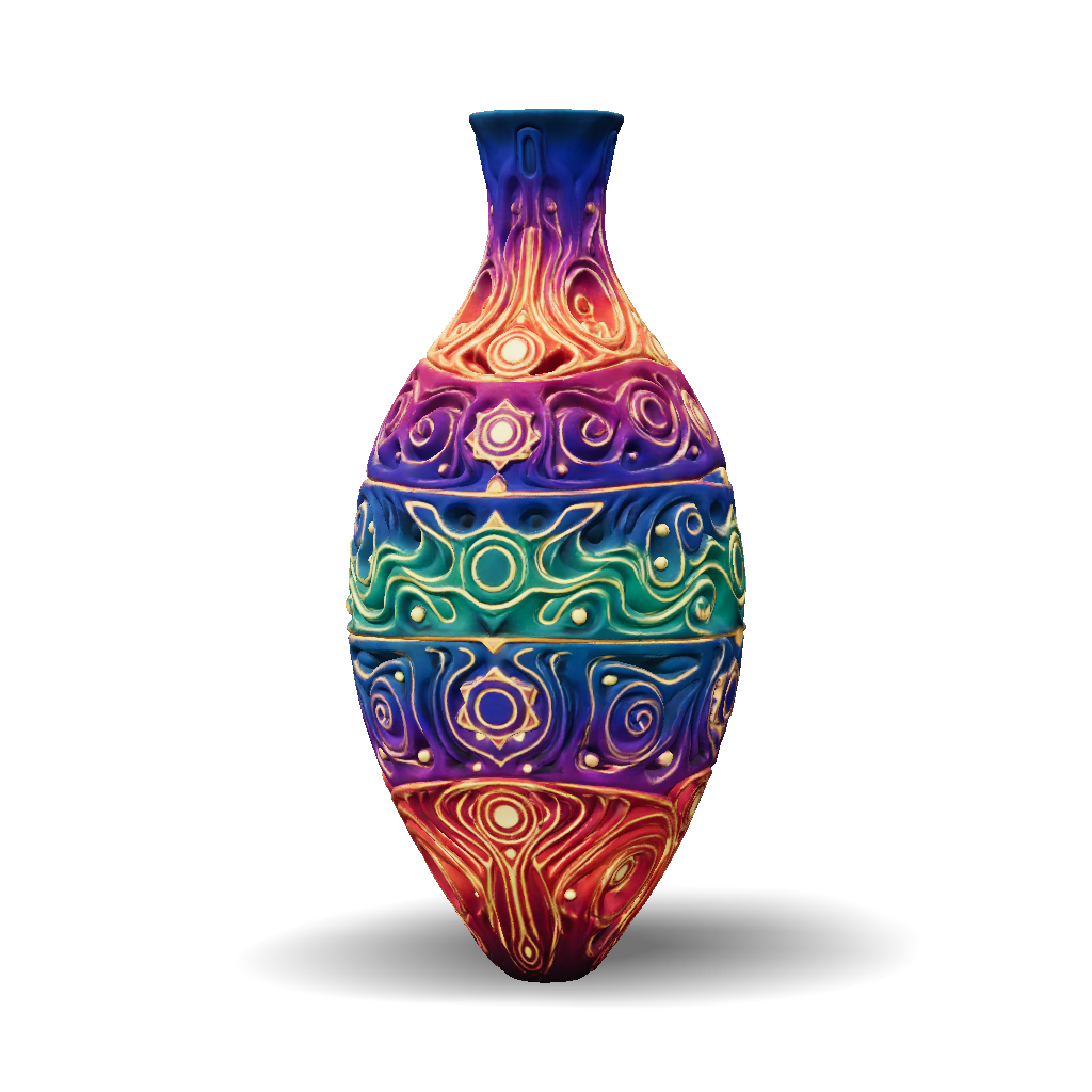 3D Model: Generate an abstract sculptural vessel representing energetic ...